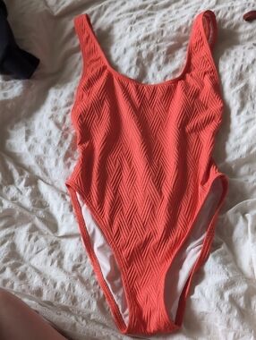 Textured Coral One-Piece Swimsuit